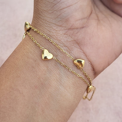 Gold heart layered bracelet