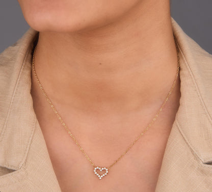 Hollow heart pendent chain