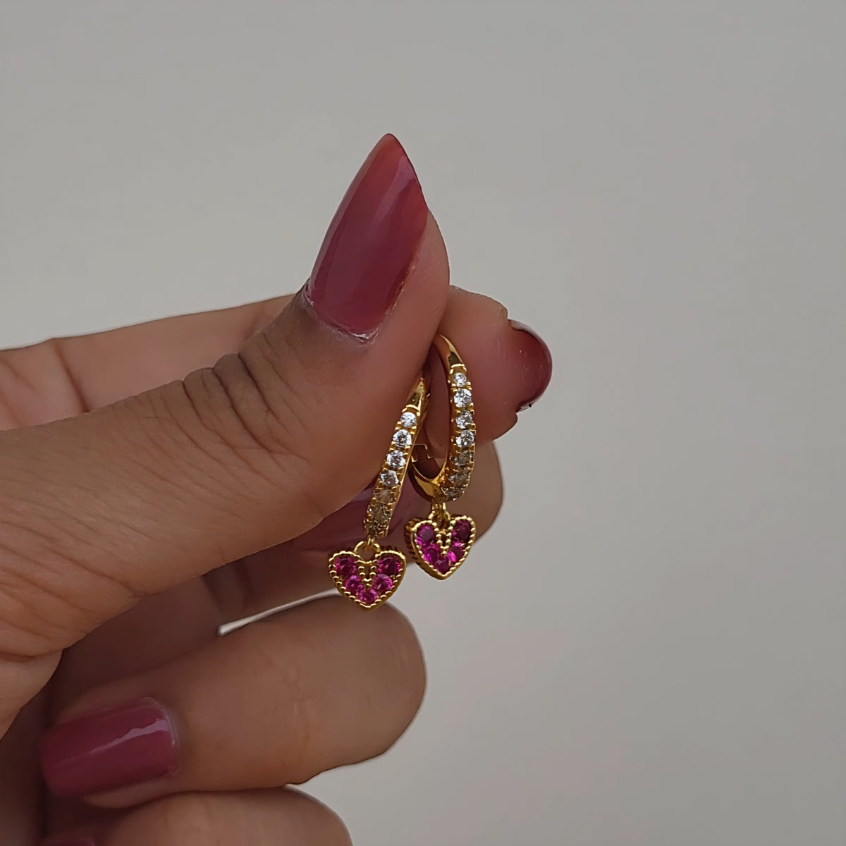 Ruby heart hoops