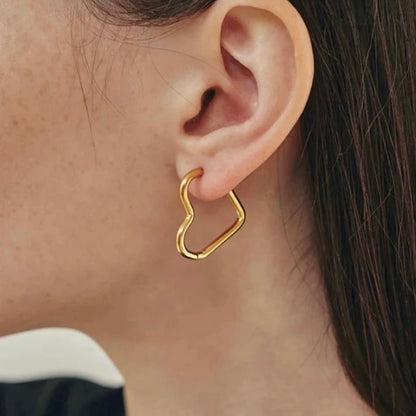 Gold heart hoops
