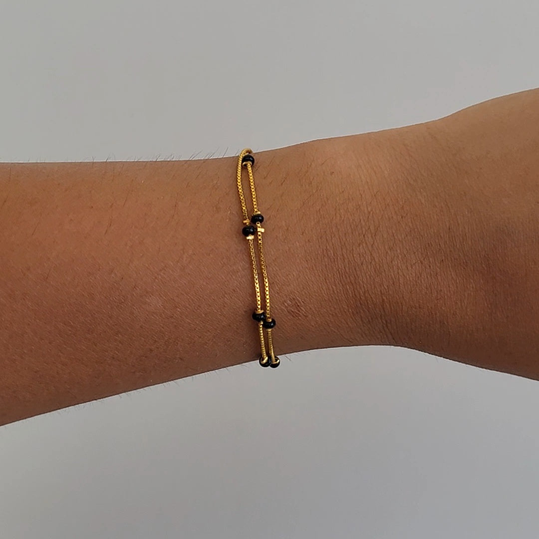 Dual layer Black beads bracelet