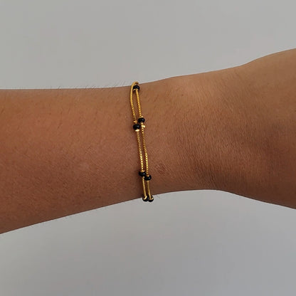 Dual layer Black beads bracelet