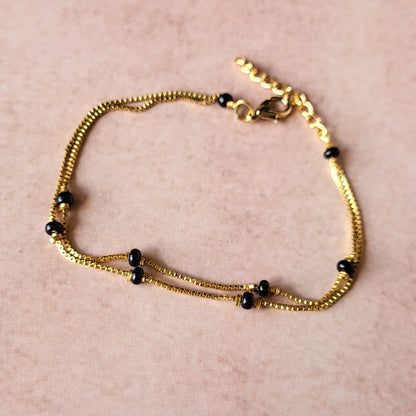 Dual layer Black beads bracelet