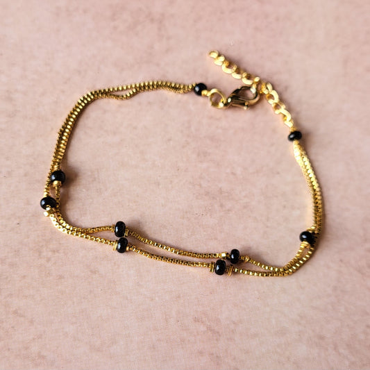 Dual layer Black beads bracelet