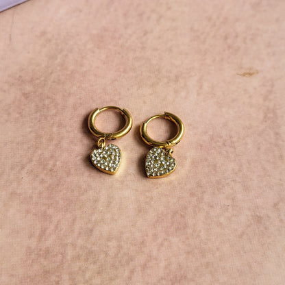Stone hearted mini hoops
