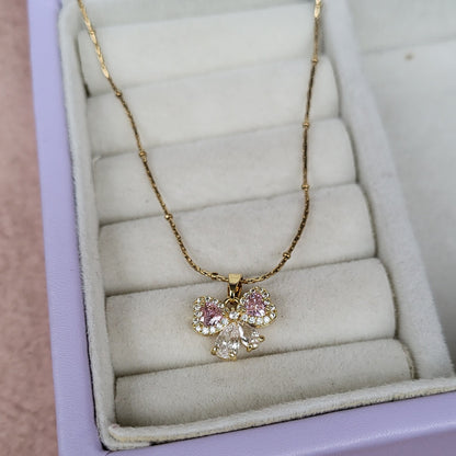 Hearts bow pendant chain