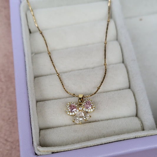 Hearts bow pendant chain