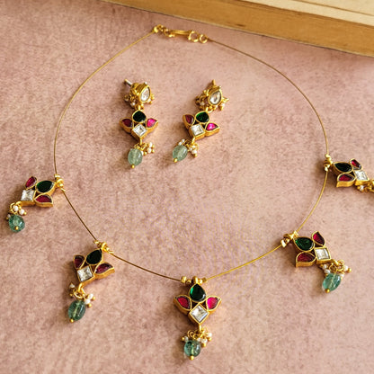 Diya jadau invisible necklace