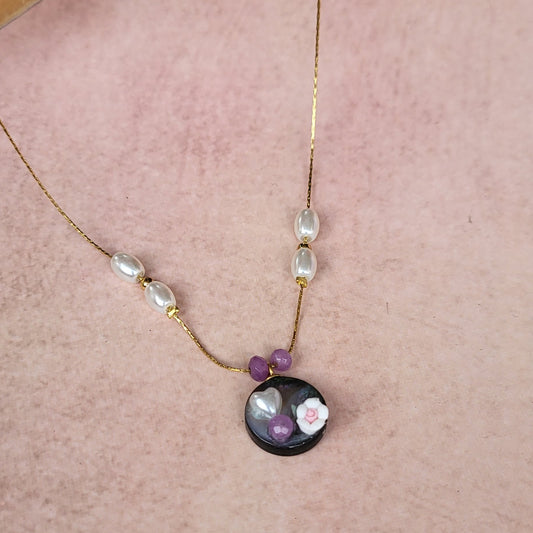 Rose pearl pendent chain