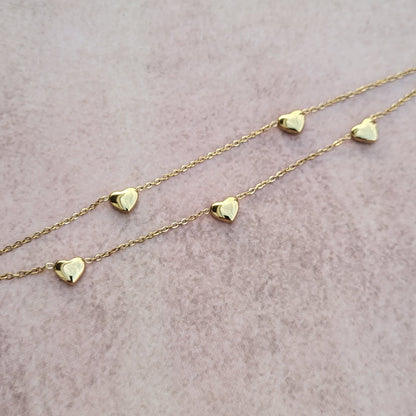 Gold heart layered bracelet