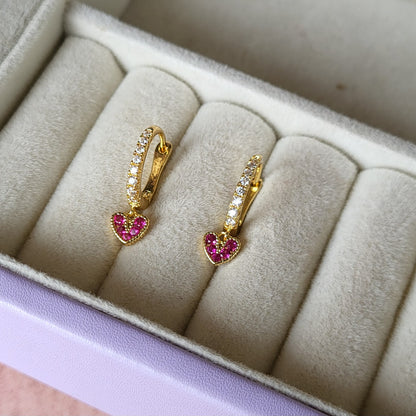 Ruby heart hoops