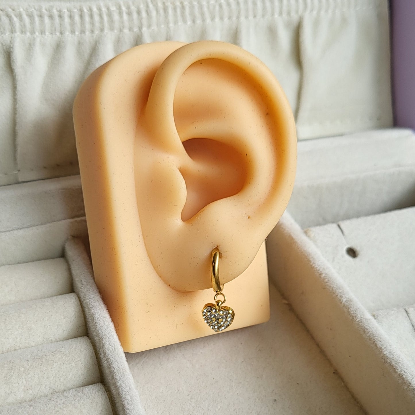 Stone hearted mini hoops