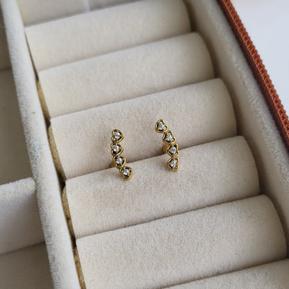 Hearts flat screwback studs
