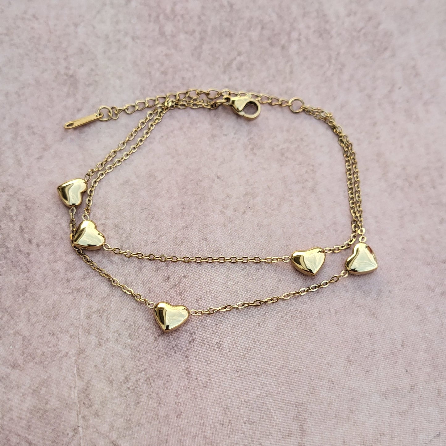 Gold heart layered bracelet